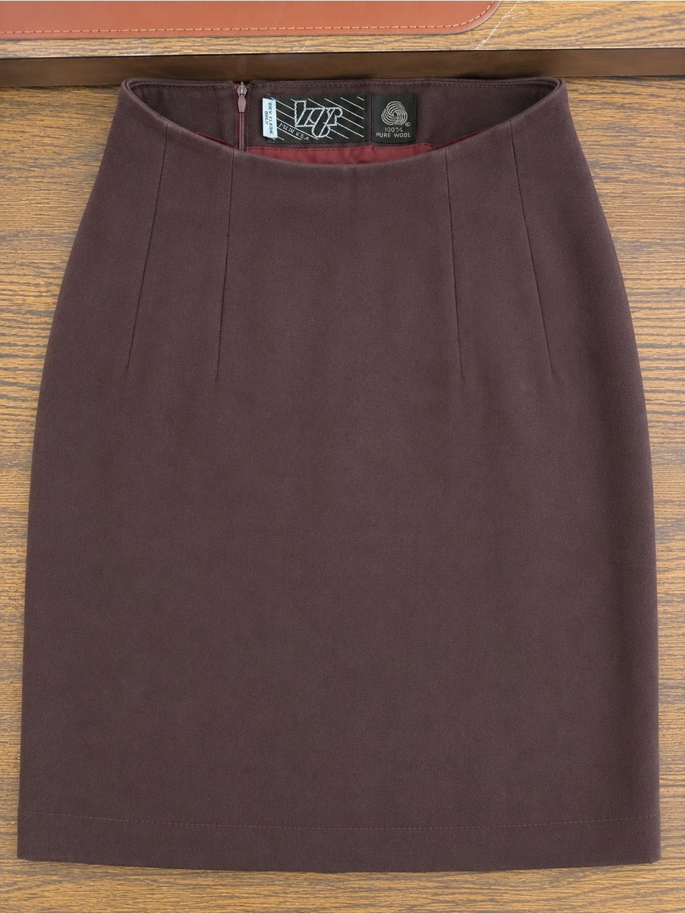 Vintage KGR Sz 10 made in USA Chocolate Brown Wool Pencil Skirt